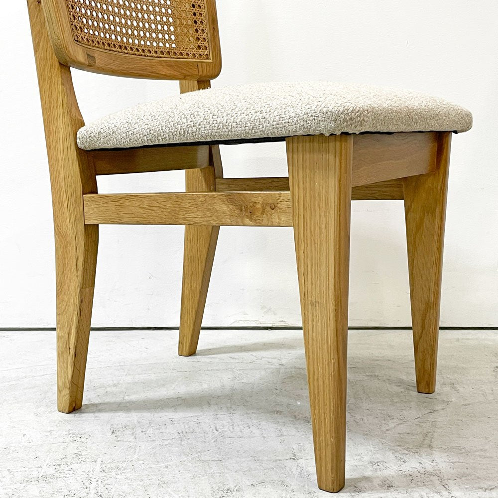 クラッシュゲート CRASHGATE ノットアンティークス Knot Antiques ピケ PIKE チェア オーク材 ファブリック座面 ラタン ベージュ ビンテージスタイル ●
