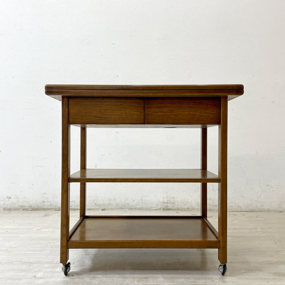 メーベルトーコー MOBEL TOKO ライム LIME スタンドワゴン キッチンワゴン ワゴンテーブル サイドテーブル オーク材 伸長式 キャスター 旭川家具 ●