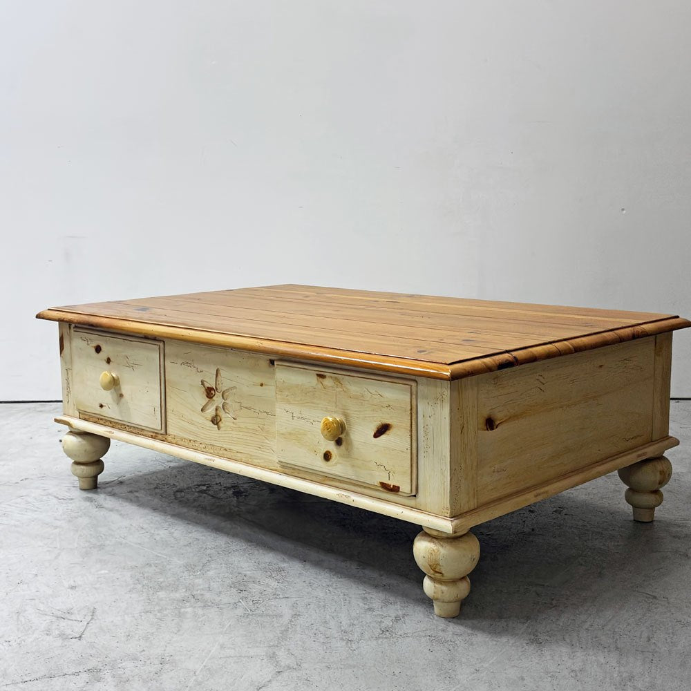 イーセンアーレン ETHAN ALLEN ファームハウス パイン コーヒーテーブル Farmhouse Pine 2ドロワー パイン材 90's ビンテージ vintage カントリースタイル ●