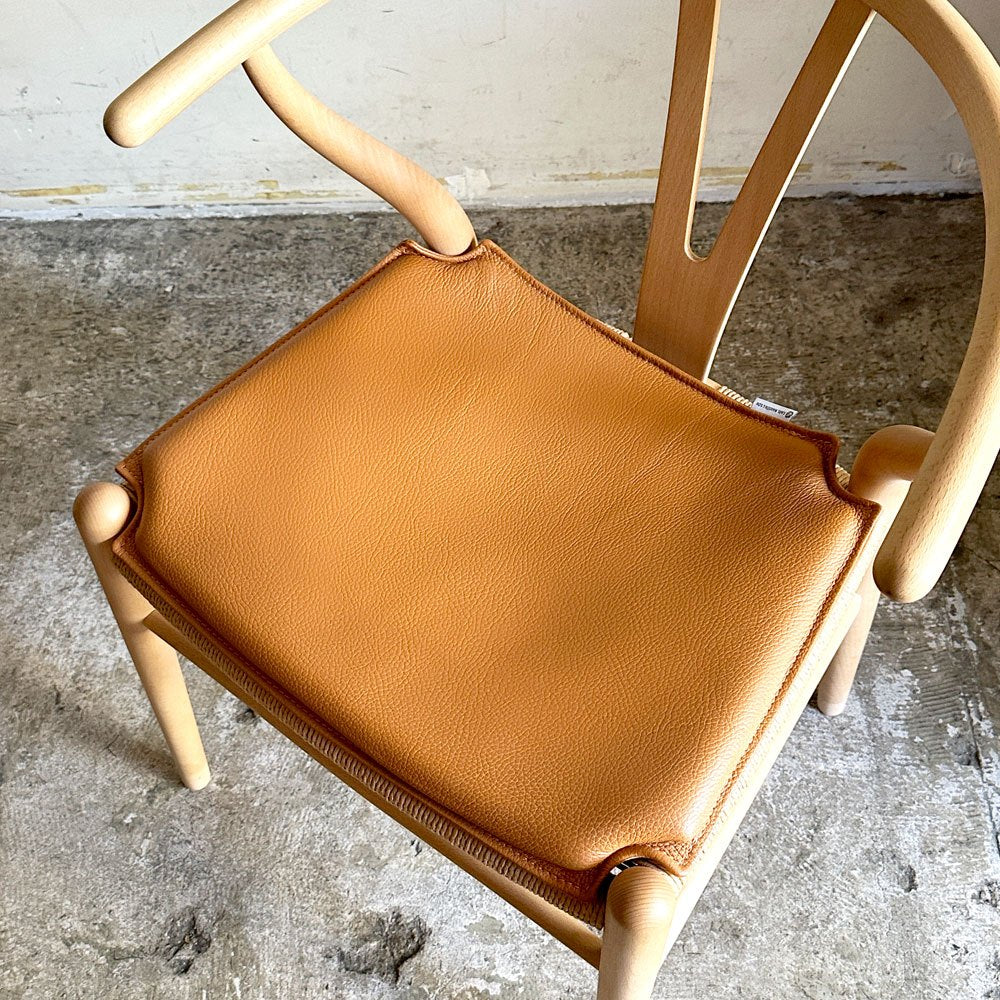 カールハンセン＆サン Carl Hansen & Son CU CH24 ウィッシュボーンチェア Yチェア 専用チェアクッション レザー ライトブラウン A ■