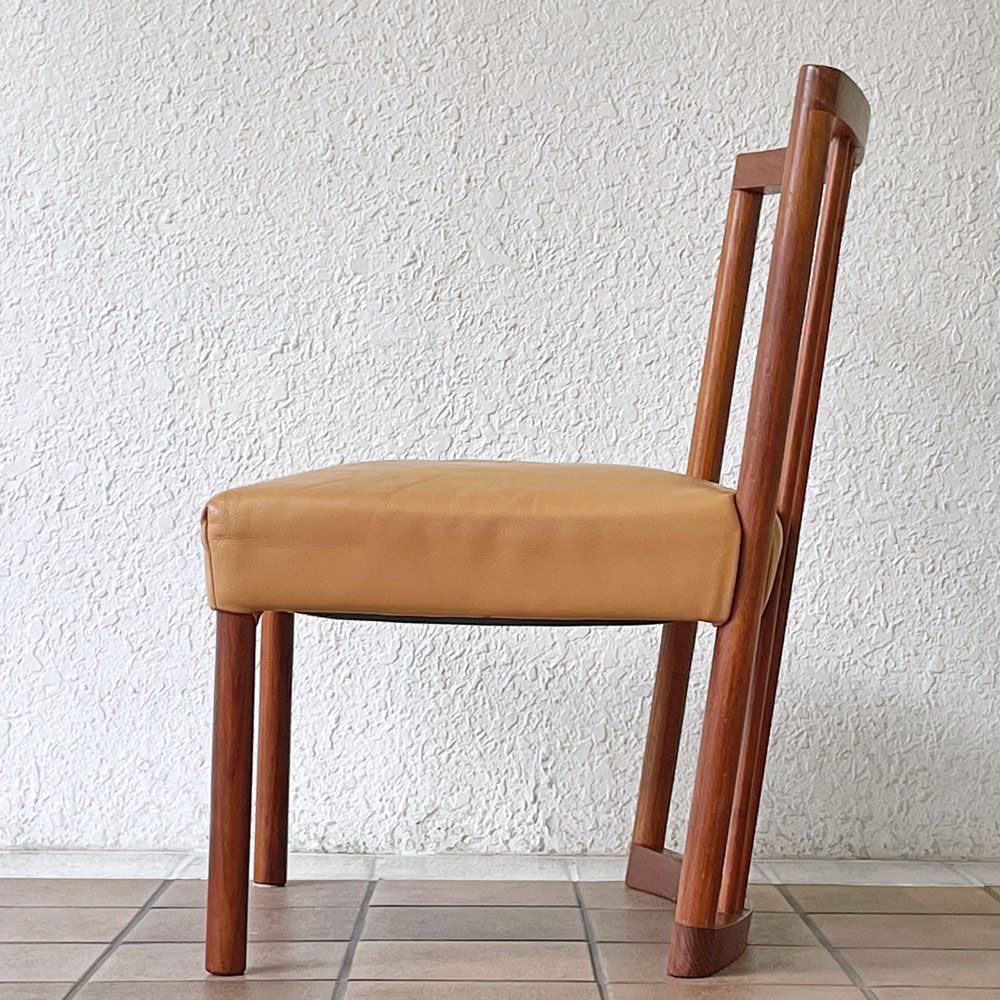 BC工房 チーク無垢材 ダイニングチェア 本革 ローチェア ラウンジチェア 幅58cm 国産クラフト家具 ナチュラルモダン ◇