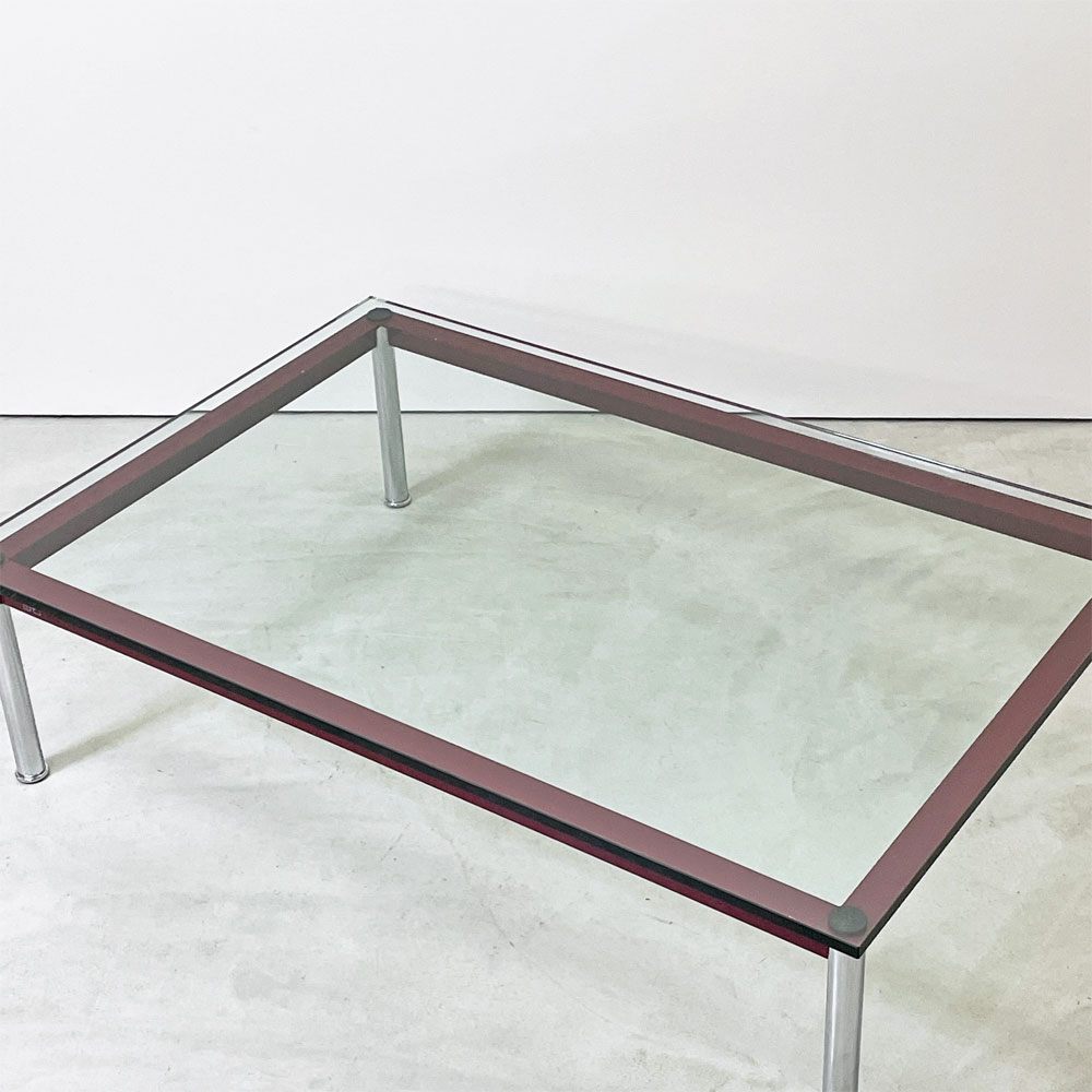 カッシーナ Cassina LC10-P ローテーブル センターテーブル コーヒーテーブル W120cm ガラス ボルドー ル・コルビジェ シャルロットペリアン ピエールジャンヌレ 廃番カラー ●