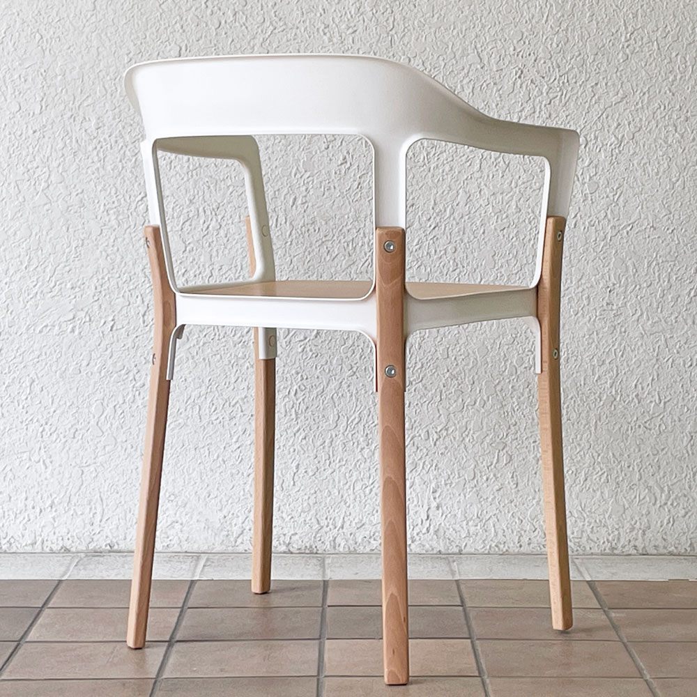 マジス MAGIS スティールウッドチェア Steelwood Chair ホワイト＆ビーチ アームチェア ロナン & エルワン・ブルレック イタリア ◇