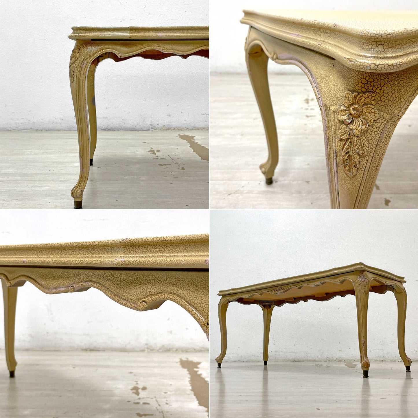 ヨーロピアンクラシカルデザイン European Classical ペインテッド センターテーブル 猫脚 ロココ調 W110 ●