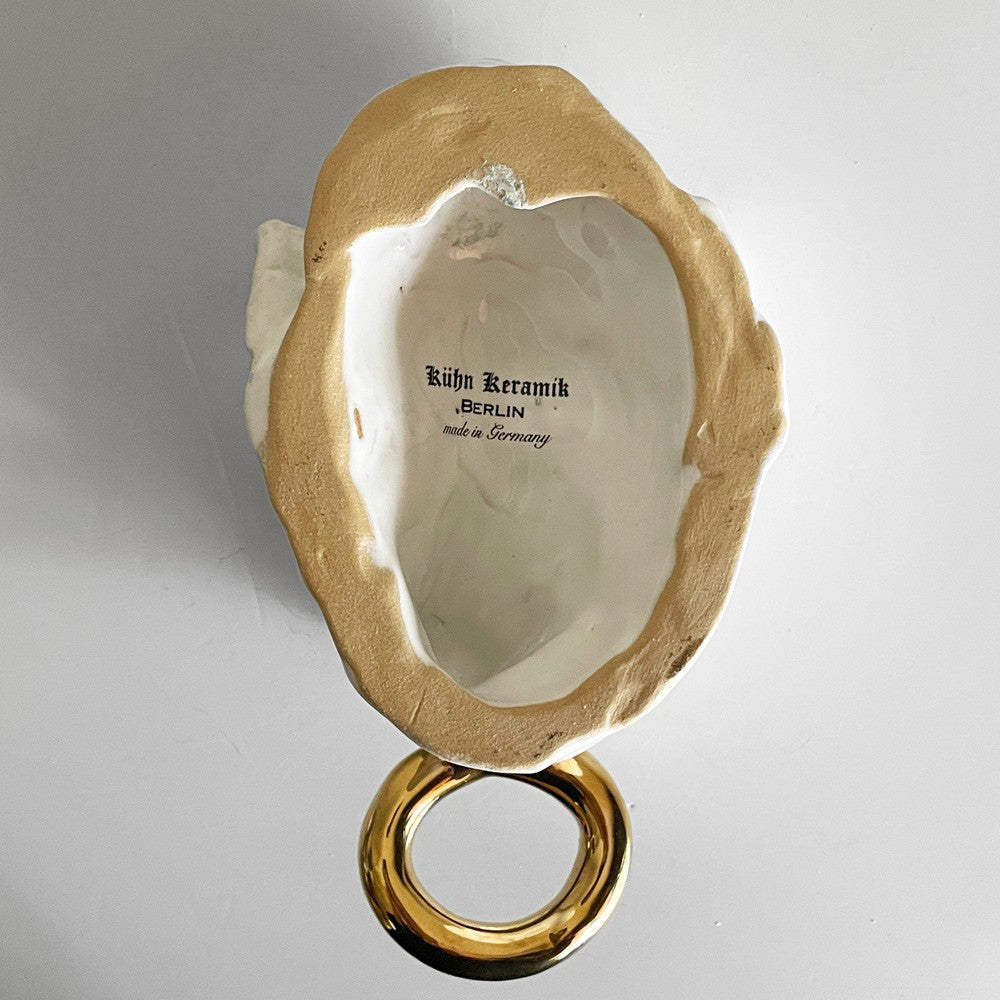クーンケラミック Kuhn Keramik タオルホルダー boars head イノシシ 猪 壁掛け 金メッキ 陶器 ドイツ ■