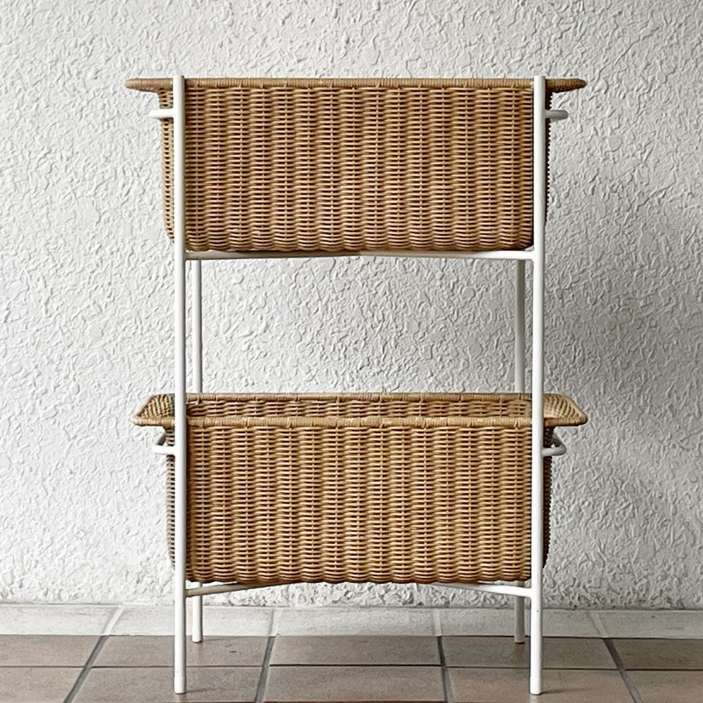 イデー IDEE ワラビー WALLABY バスケットスタンド BASKET STAND ラタン スチール ホワイト 廃番仕様 現行定価49,900円 ◇