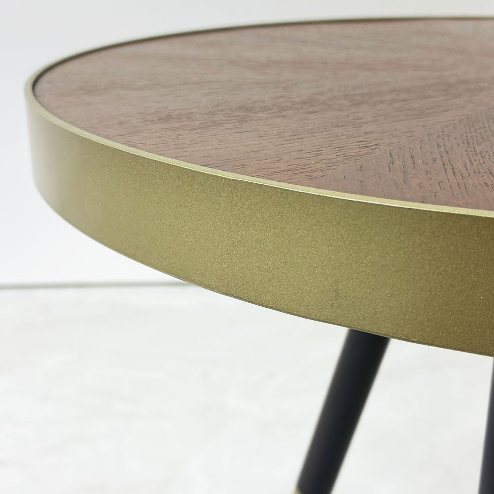 Whitelabel Living デニス サイドテーブル Denise Side Table アッシュ材 鉄脚 アイアンレッグ ウォールナット系カラー ●