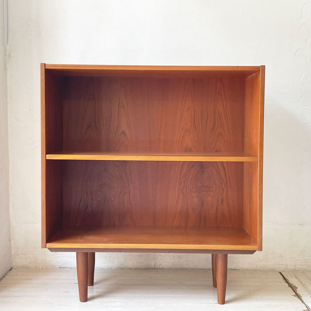北欧ビンテージ Scandinabian Vintage チーク材 1列2段 ブックシェルフ サイドシェルフ 店舗什器 北欧家具 ★