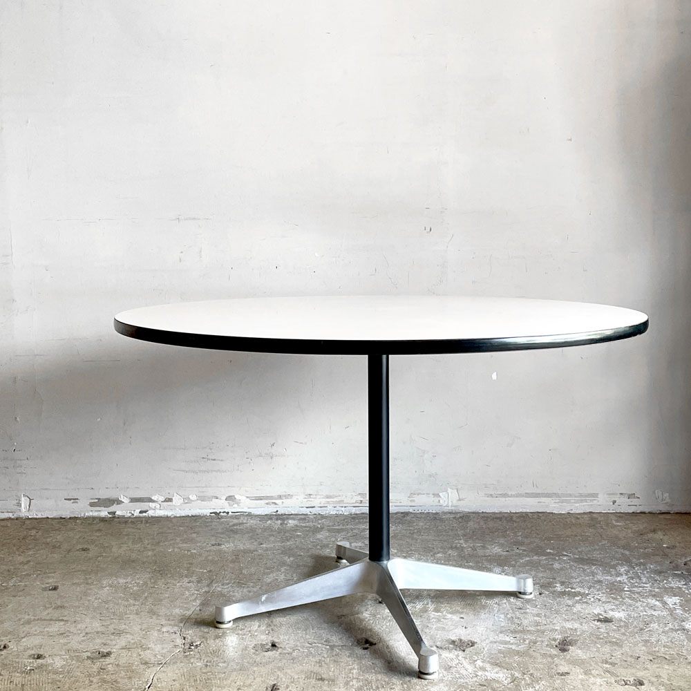 ハーマンミラー Herman Miller コントラクトテーブル Eames Contract Tables ラウンド ホワイト メラミントップ Φ107x H64 cm ビンテージ C&R イームズ ミッドセンチュリー ■