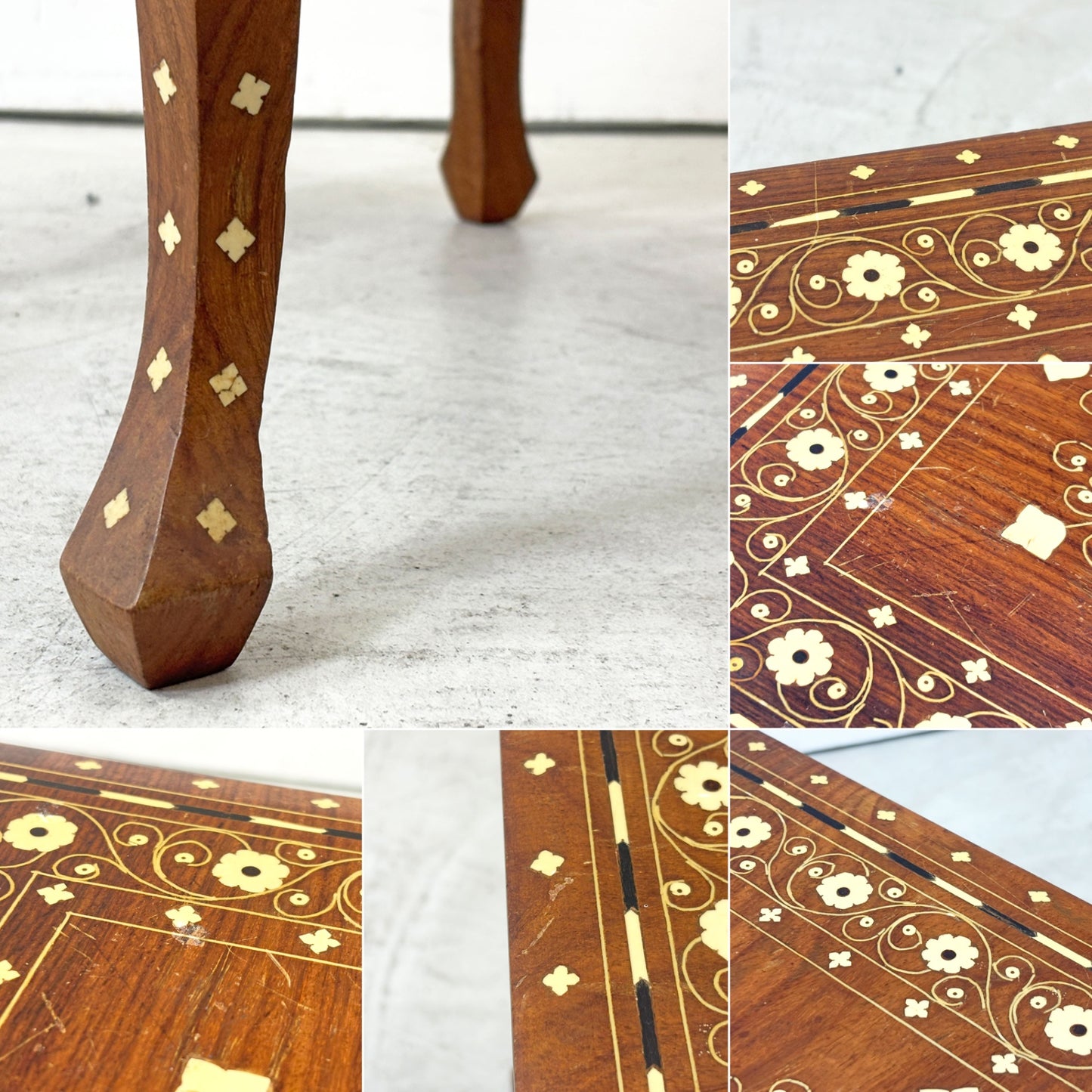 アジアンビンテージスタイル Asian Vintage Style アジアン家具 象嵌 サイドテーブル クラシカルデザイン W40cm ●