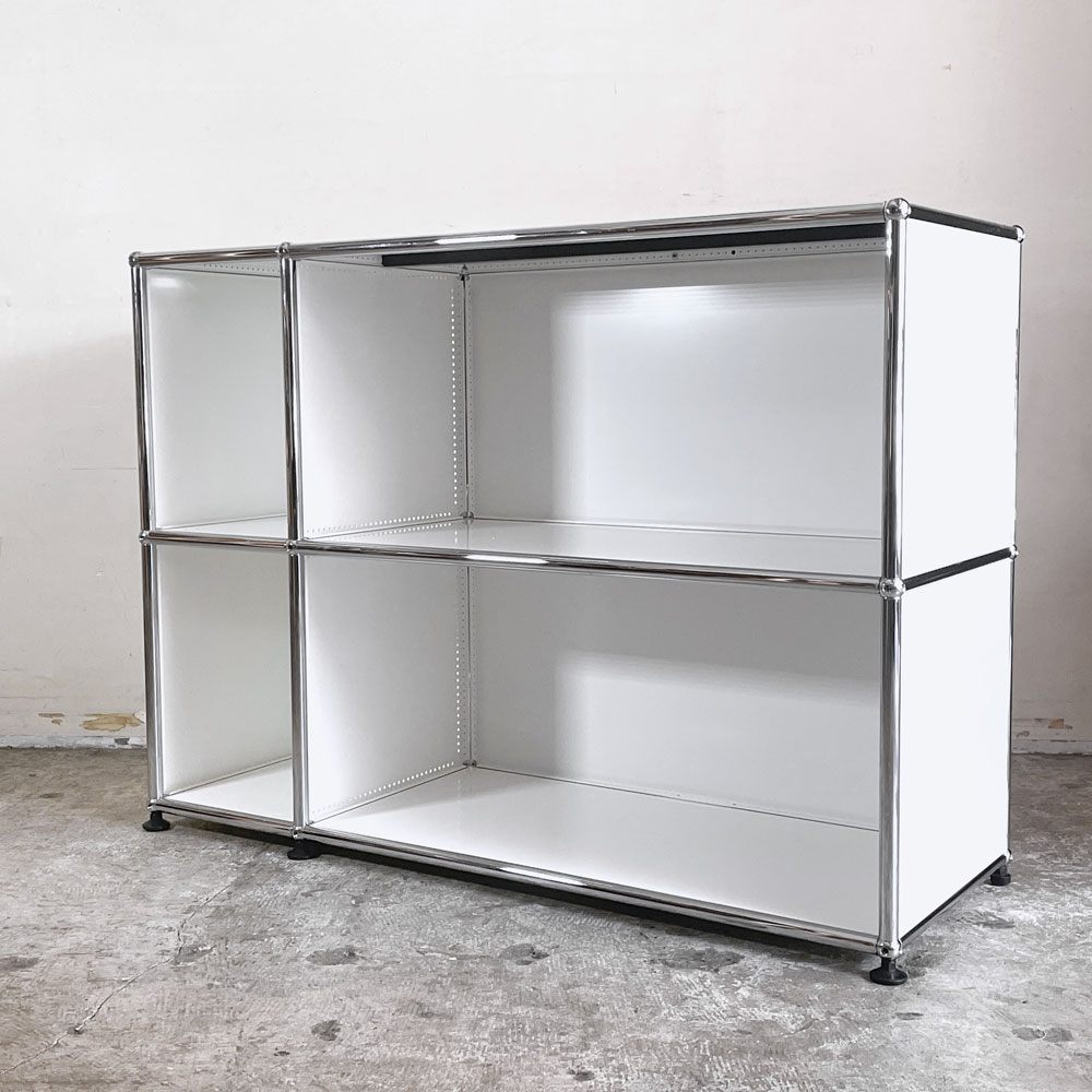 USMハラー USM Haller モジュラーファニチャー Modular Furniture ハラーシステム キャビネット シェルフ 本棚 2列2段 ホワイト スイス ■