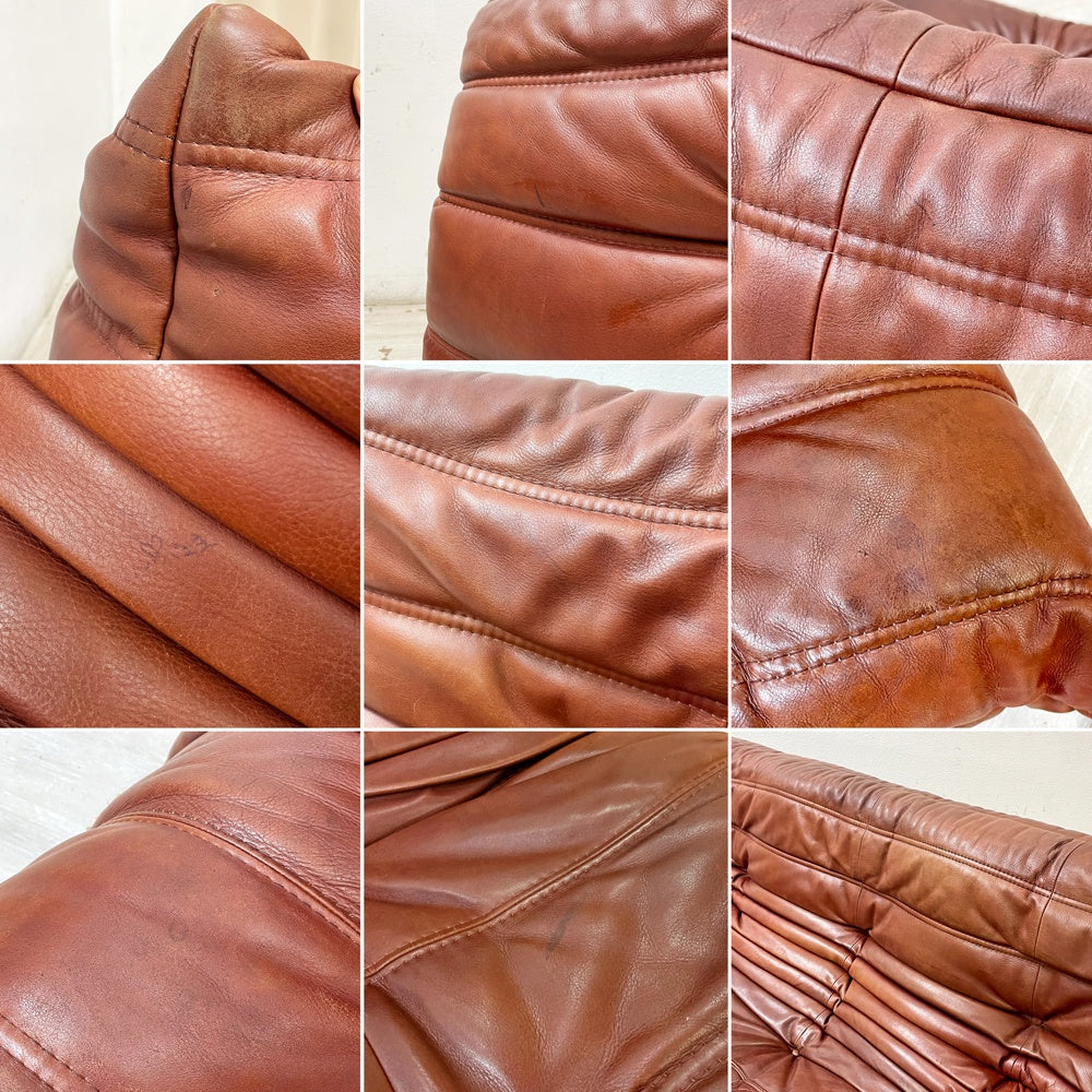 リーンロゼ ligne roset トーゴ TOGO 3Pソファ 3人掛けソファ 本革 ブラウン ミッシェル・デュカロワ Michel Ducaroy ●