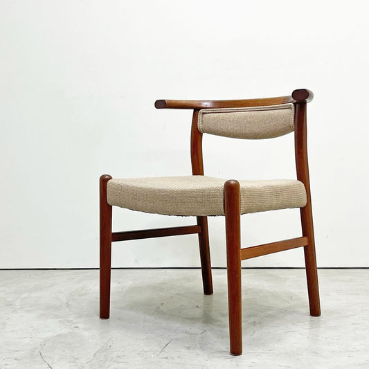 青林製作所 ハーフアームチェア ダイニングチェア チーク無垢材 ファブリック 北欧スタイル ビンテージ A ●