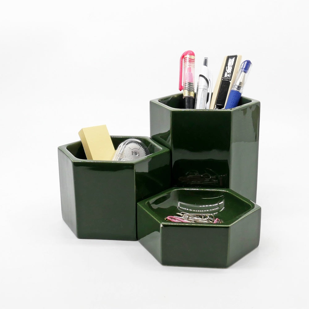 ヴィトラ Vitra ヘキサゴナルコンテナ Hexagonal Containers 3set 小物入れ 収納 ダークグリーン ジャスパー・モリソン ●