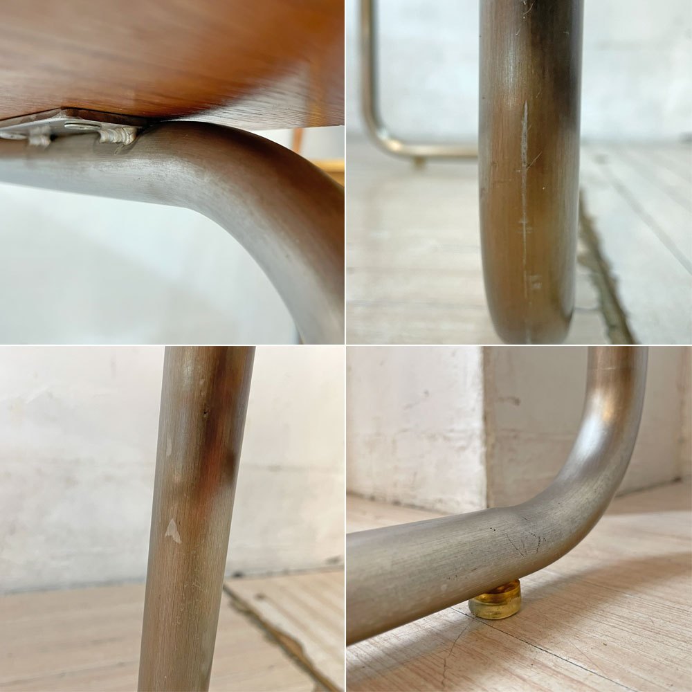 イデー IDEE 積層天板 × パイプ脚 ワークテーブル W120cm ダークブラウン ビンテージ ミッドセンチュリー インダストリアル ★