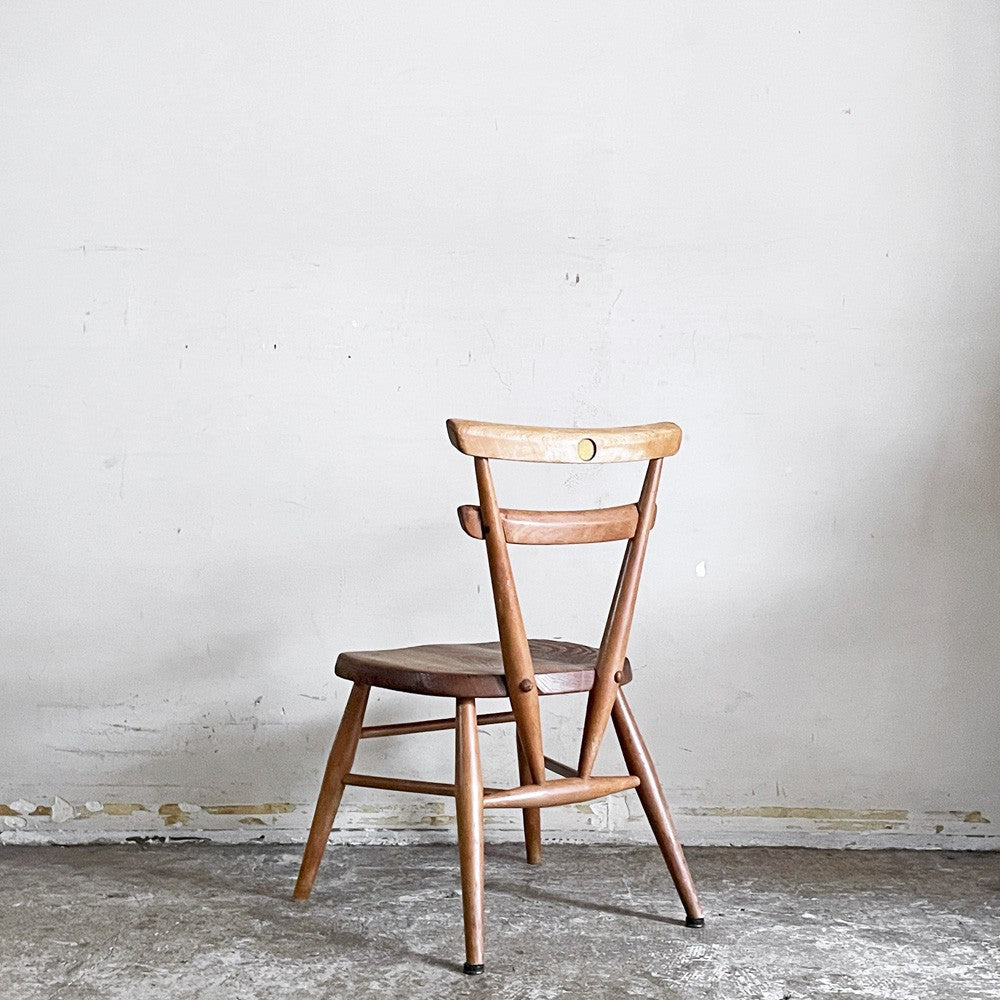 アーコール Ercol ダブルバックチェア キッズチェア イエロードット 黄色 スタッキング エルム材 UKビンテージ Vintage 英国家具 ■
