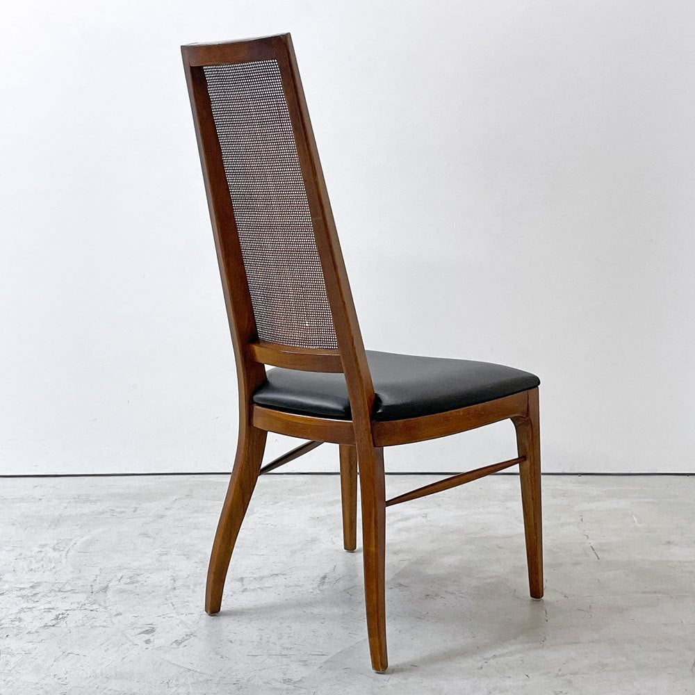 レーン LANE リズム Rhythm ハイバックチェア ウォールナット材 ラタンバック サイドチェア USビンテージ 60's Vinatge ミッドセンチュリーモダン A ●