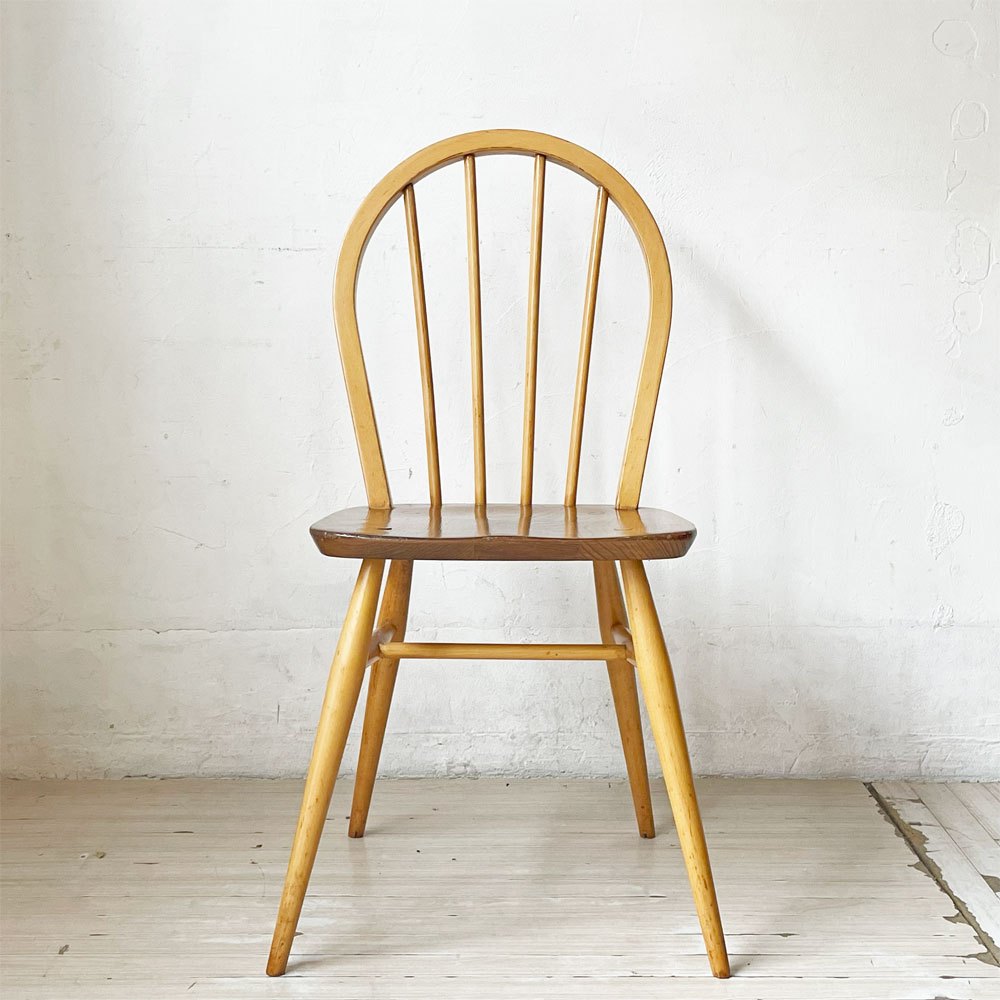 アーコール Ercol フープバックチェア ダイニングチェア スポークバック エルム材 UKビンテージ 英国家具 ★