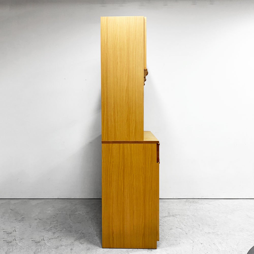 ウニコ unico スーラ SULA キッチンボード アルダー材 W120cm スライドレール ガラス戸 レンジ台 ナチュラル 廃番 ●