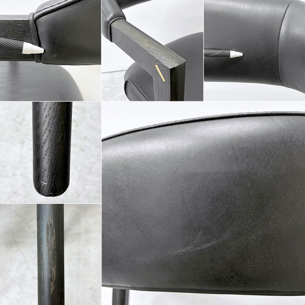 スクエアルーツ SQUARE ROOTS ランナチェア LANNA CHAIR ダイニングチェア アームチェア オーク材×牛革 レザー 参考価格￥77,000- A ●