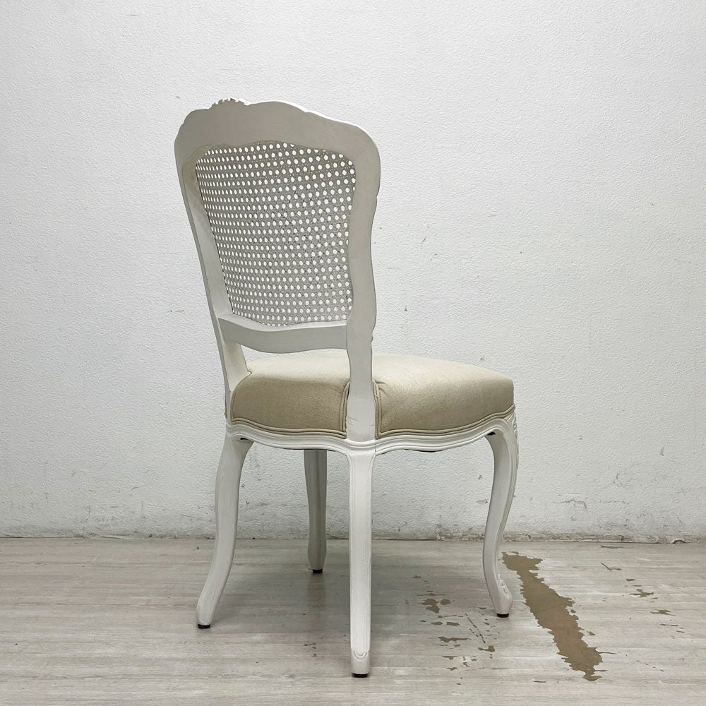 サラグレース Sarah Grace SGD デビュー ダイニングチェア DEBUT DINING CHAIR CHARM BD WHITE&NATURAL LINEN ラタンバック アンティーク風 参考定価 \55,000- A ●