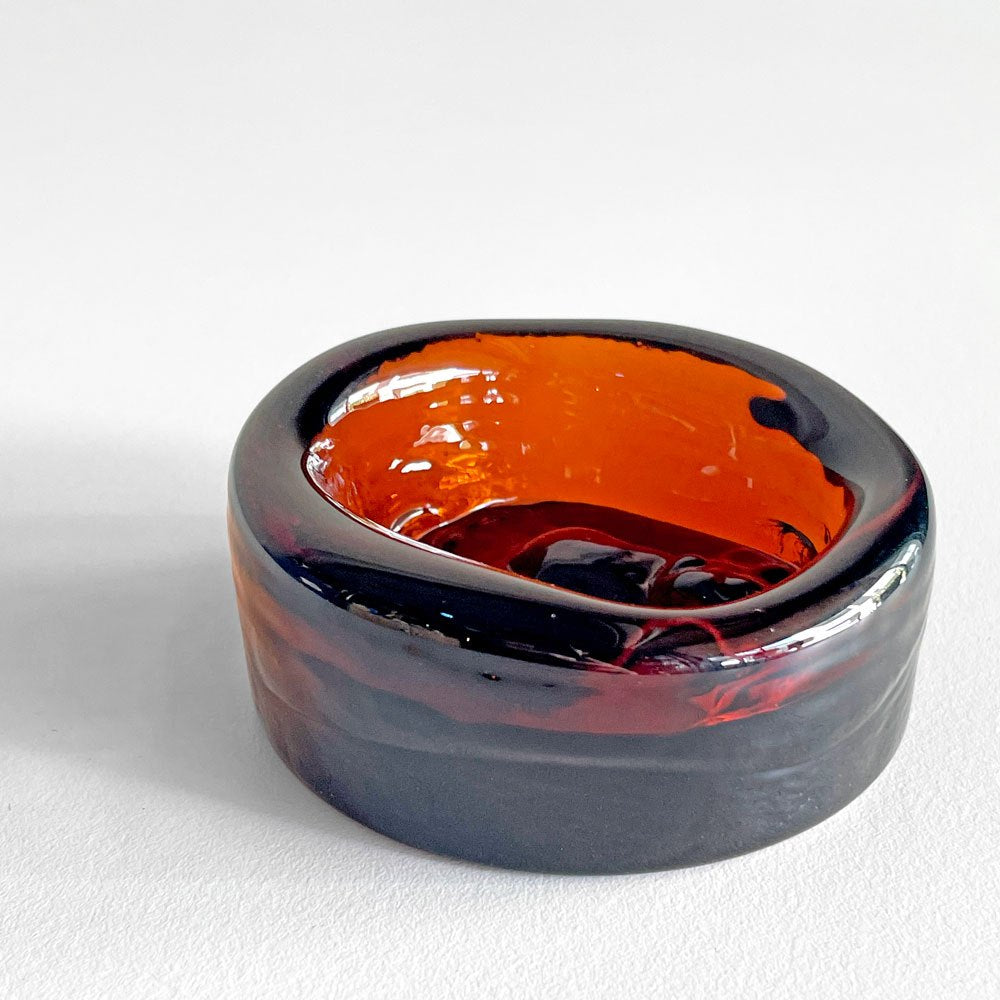 ボダ BODA アッシュトレイ 猫 アンバー ガラス Erik Höglund エリック・ホグラン ビンテージ スウェーデン 北欧雑貨 ■