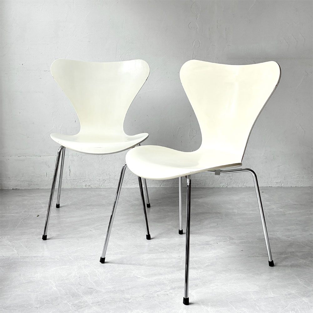 フリッツハンセン Fritz Hansen 3107 セブンチェア ホワイト ラッカー仕上げ スタッキング アルネ・ヤコブセン デンマーク 北欧家具 A ★