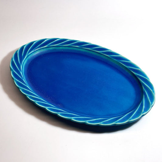 うつわうたたね utatane しのぎ オーバル皿 楕円皿 ブルー 青 27 × 18cm 奈良 陶芸 現代作家 ★