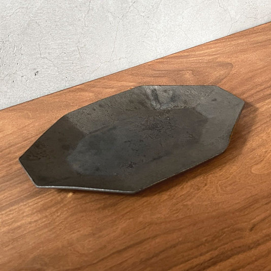安福由美子 錆八角皿 中 W26cm 現代作家 ♪