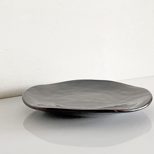 近藤保 Tamotsu Kondo 8寸皿 平皿 木製プレート 漆器 黒漆 Φ24cm 現代作家 ■