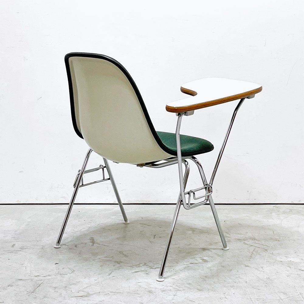 ハーマンミラー Herman Miller サイドシェルチェア セカンド 2nd ビンテージ アプホルスター スクールベース スタッキングベース 肘掛けテーブル付 イームズ ミッドセンチュリー C ●