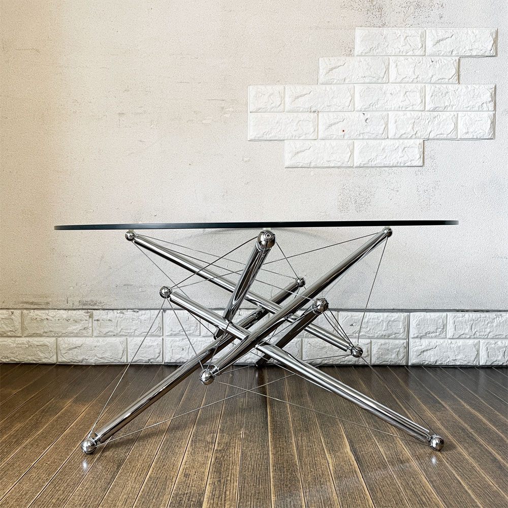 カッシーナ Cassina 713 Table ガラストップローテーブル センターテーブル ラウンド Φ80cm テオドール・ワッデル Theodore Waddell 廃番 ガラス交換品 ◎