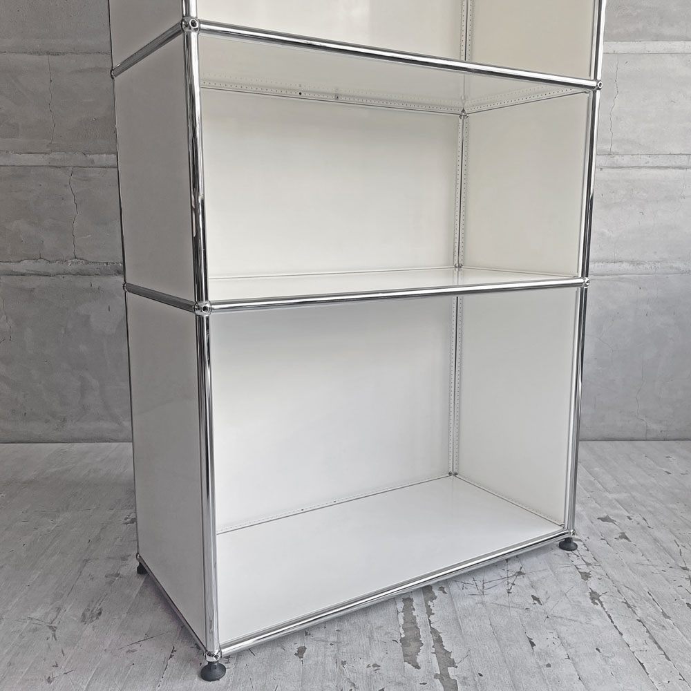 USMハラー USM Haller モジュラーファニチャー キャビネット シェルフ 1列4段 ピュアホワイト アジャスター スイス モダンデザイン ♪
