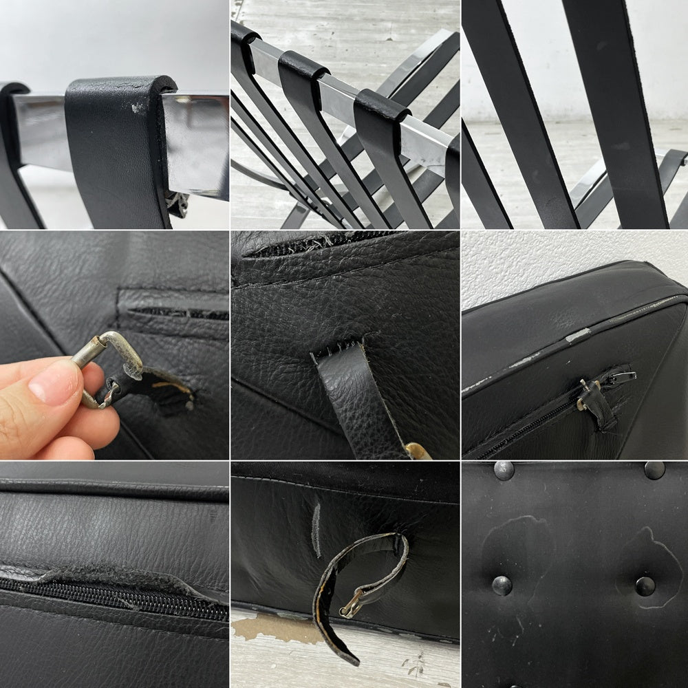 ミース・ファン・デル・ローエ バルセロナチェア Barcelona Chair リプロダクト品 本革 1シーターソファ モダンデザイン ●