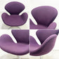 フリッツハンセン Fritz Hansen スワンチェア ラウンジチェア スウィベル ファブリック パープル アルネ・ヤコブセン Arne Jacobsen 座面張替済み ●