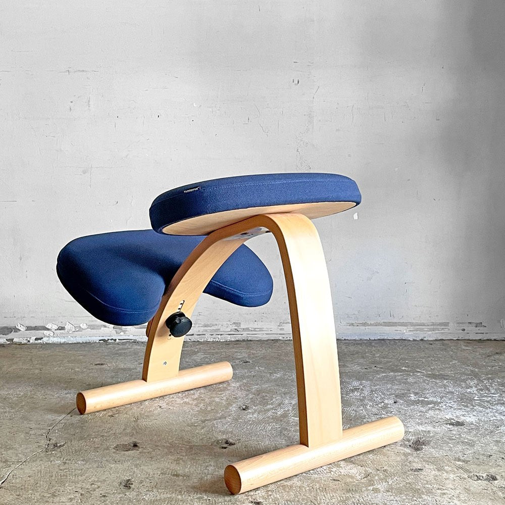 リボ Rybo バランスイージー Balans Easy バランスチェア ネイビー ファブリック カバー付き 学習椅子 姿勢矯正 ノルウェー 北欧■