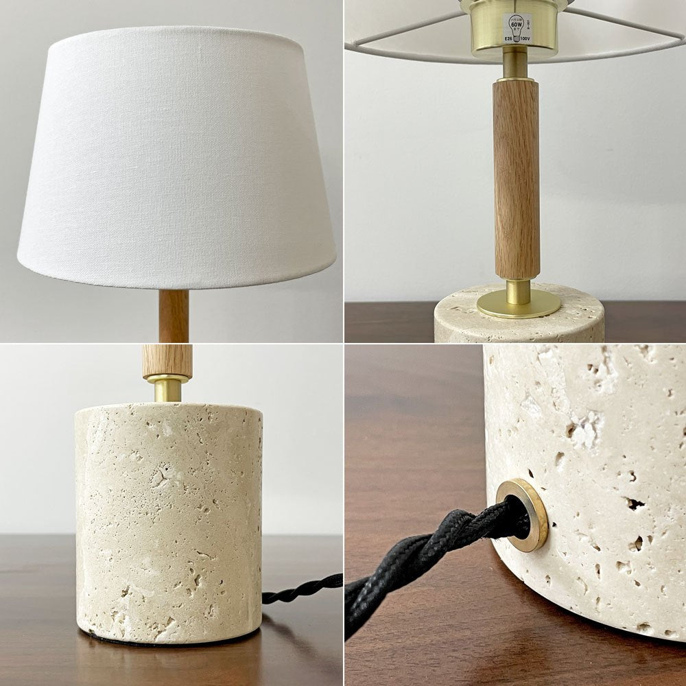 アートワークスタジオ ART WORK STUDIO モノリステーブルランプ Monolith-table lamp AW-0600 ホワイト 大理石ベース オーク無垢材 真鍮 ファブリック モダンデザイン 箱付き 美品 C ●