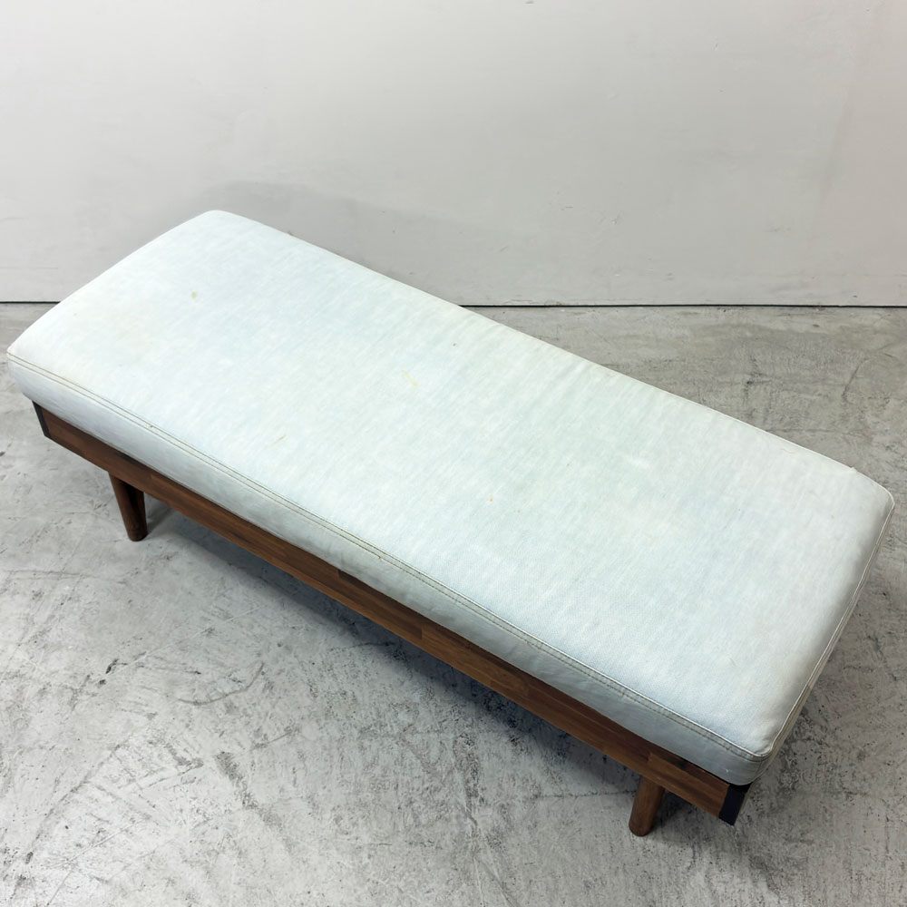 ウニコ unico スウェラ SWELLA ベンチ アカシア材 無垢材 W120cm デニム調生地 ●