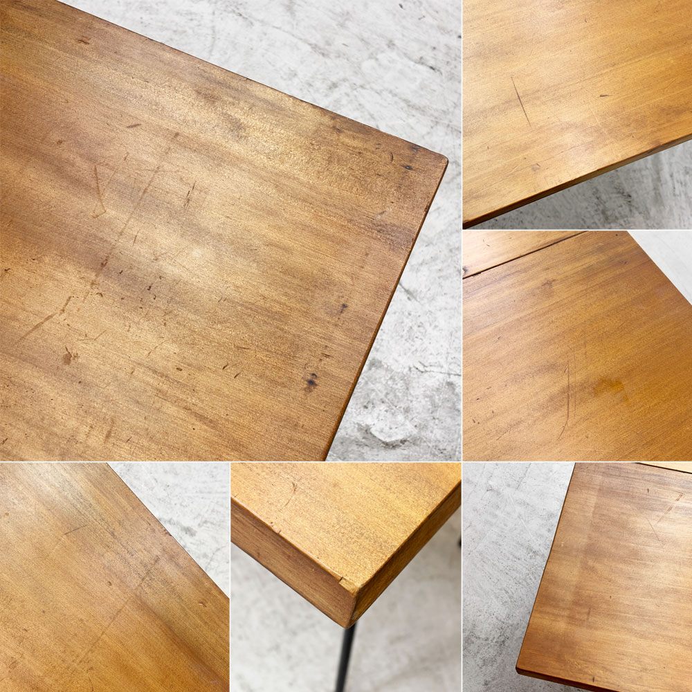 ジャパンビンテージ Japan Vintage 古材 x 鉄脚 ダイニングテーブル W89cm リメイク家具 インダストリアルデザイン  ●