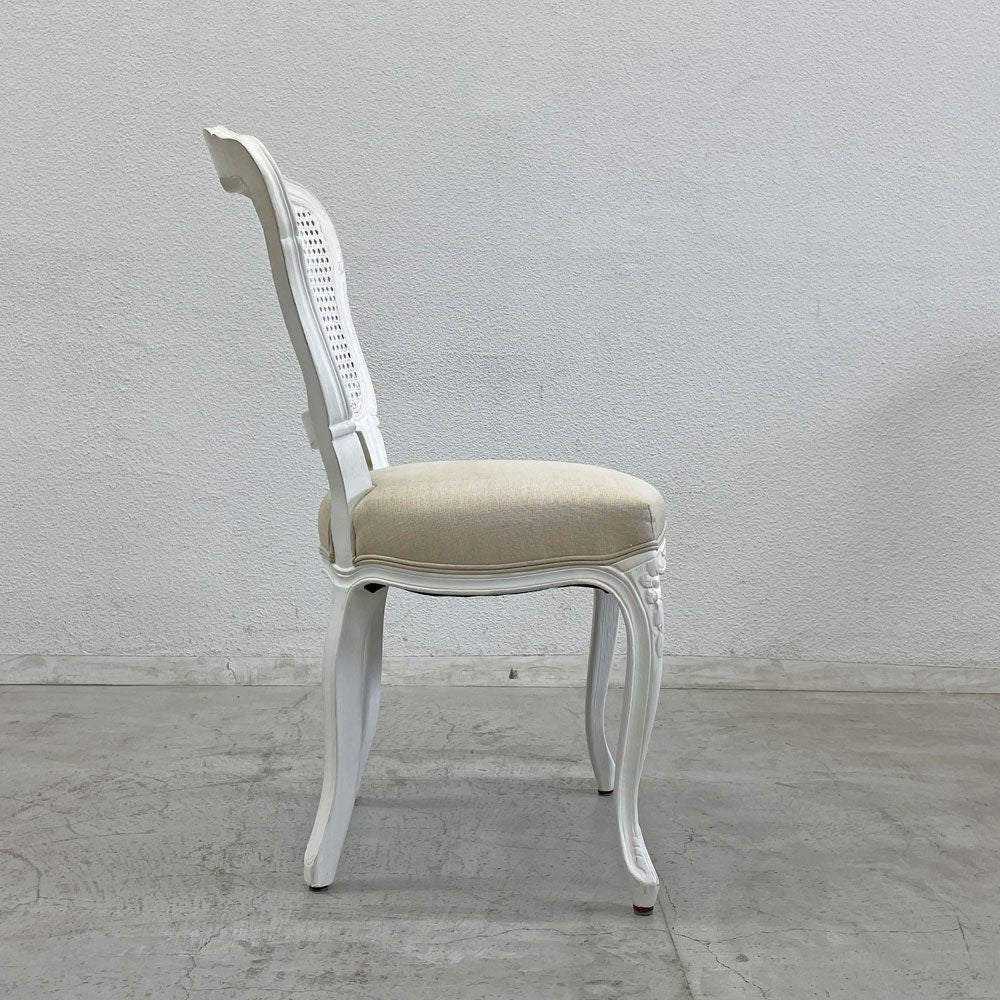 サラグレース Sarah Grace SGD デビュー ダイニングチェア DEBUT DINING CHAIR CHARM BD WHITE&NATURAL LINEN ラタンバック アンティーク風 オーク材 参考価格約55,000円 C〓