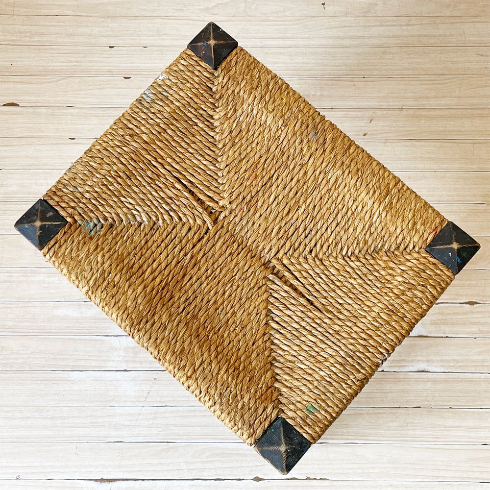 民芸家具 ビンテージ Vintage ラッシ編み スツール 民藝 和モダン 和家具 A ★