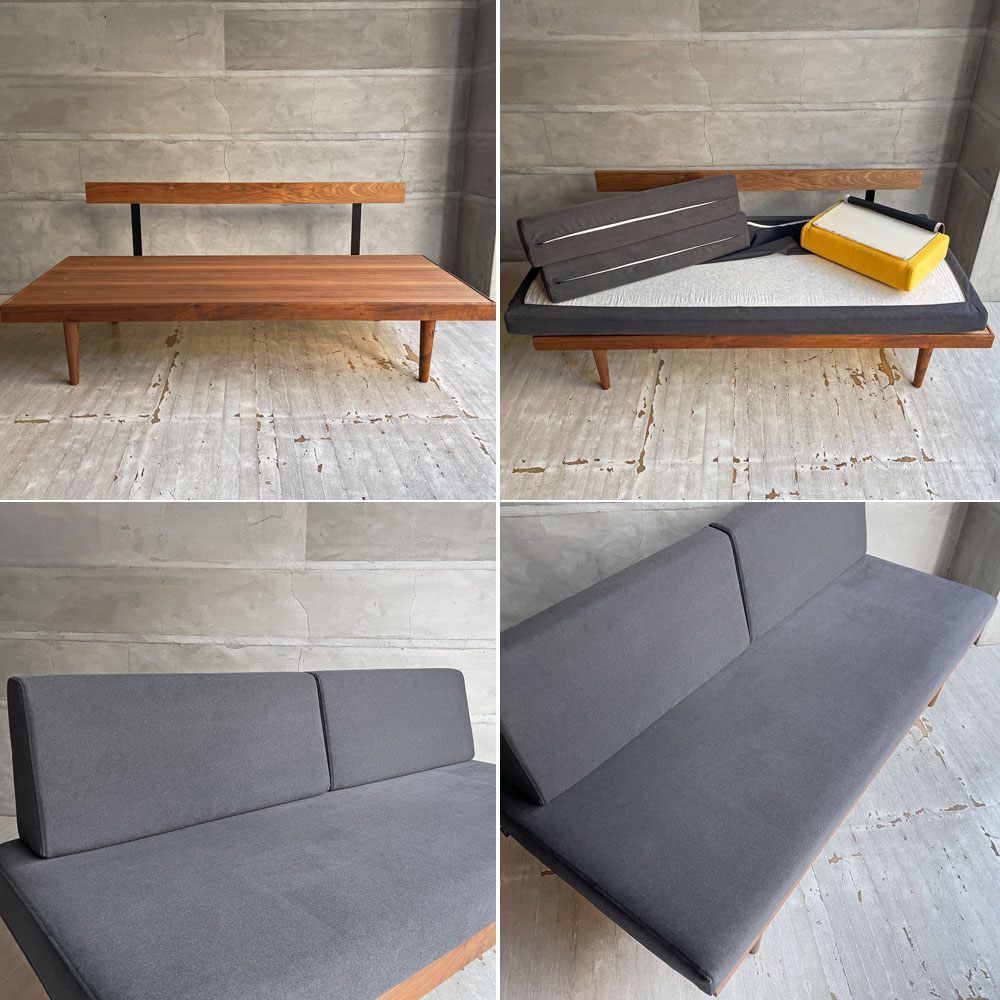 カーフ karf モジュラー ソファベッド Modular Sofa Bed W160 タイプA サイドクッション付き デイベッド 2Pソファ 2人掛け フルカバーリング ウォールナット材 参考定価￥324,500～ ♪