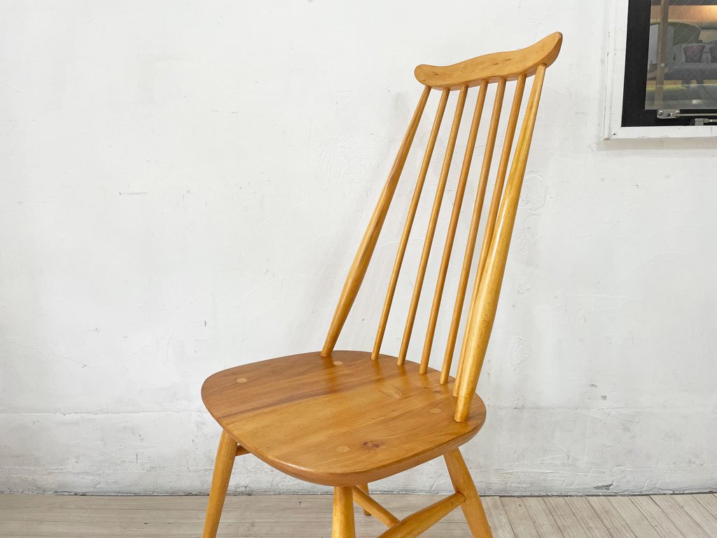 アーコール ERCOL ゴールドスミス ダイニングチェア ハイバック スティックバック エルム材×ビーチ材 ナチュラルカラー 英国家具 UKビンテージ ★