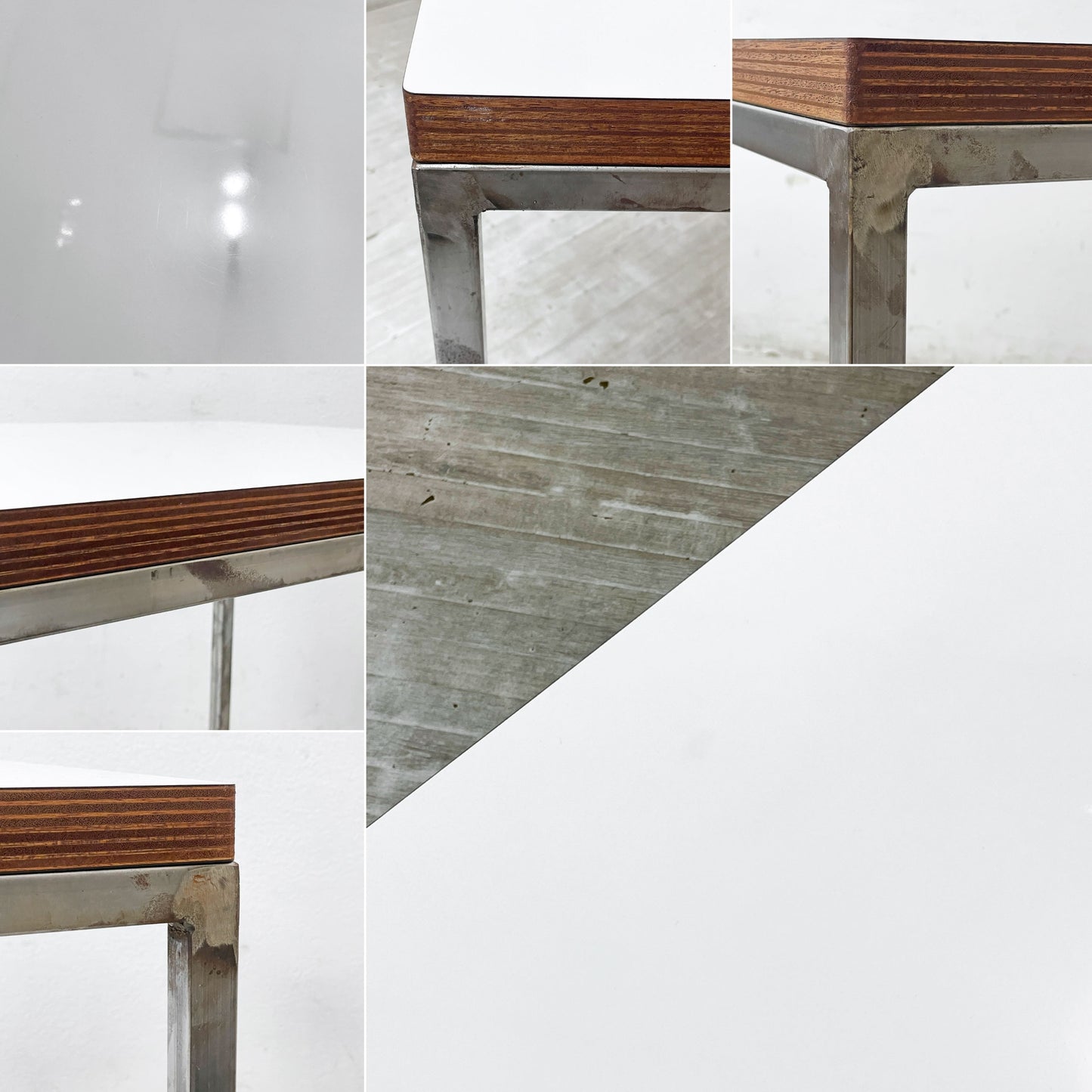 インダストリアルデザイン Industrial Design オーダーメイド デスク ワークテーブル 作業机 ホワイトメラミン 積層合板 スチール脚 W120cm ●