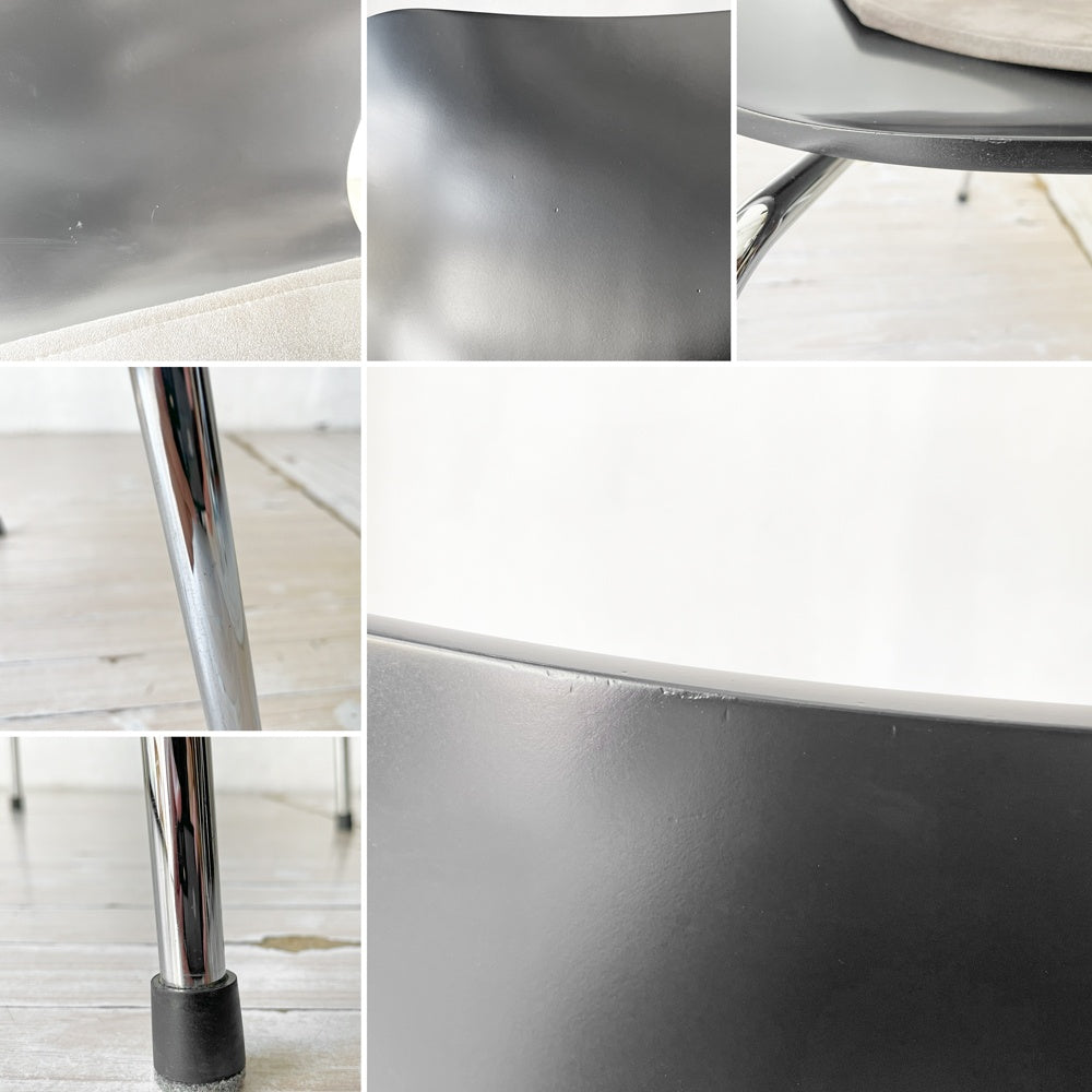 フリッツハンセン Fritz Hansen セブンチェア ダイニングチェア ブラック ラッカー再塗装 アルネ・ヤコブセン デンマーク スタッキングチェア 北欧家具 MIONETTA社製シートパッド付き A ★