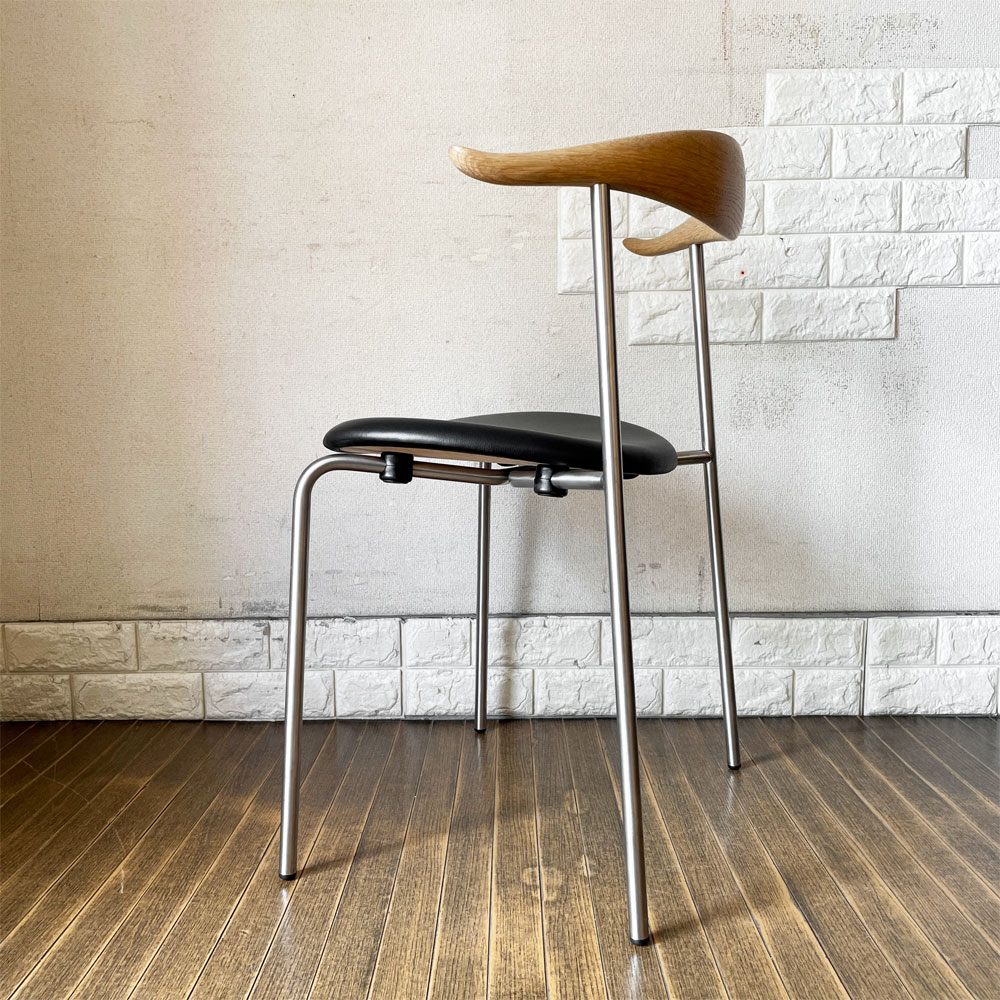 カールハンセン＆サン Carl Hansen & Son CH88P ダイニングチェア オーク材 本革 ブラックレザー ステンレスレッグ ハンス・J・ウェグナー 北欧家具 ◎