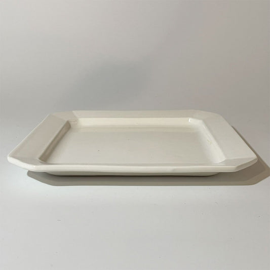 岡田直人 正方形八角皿 18cm プレート ホワイト 陶芸家 現代作家 A ★