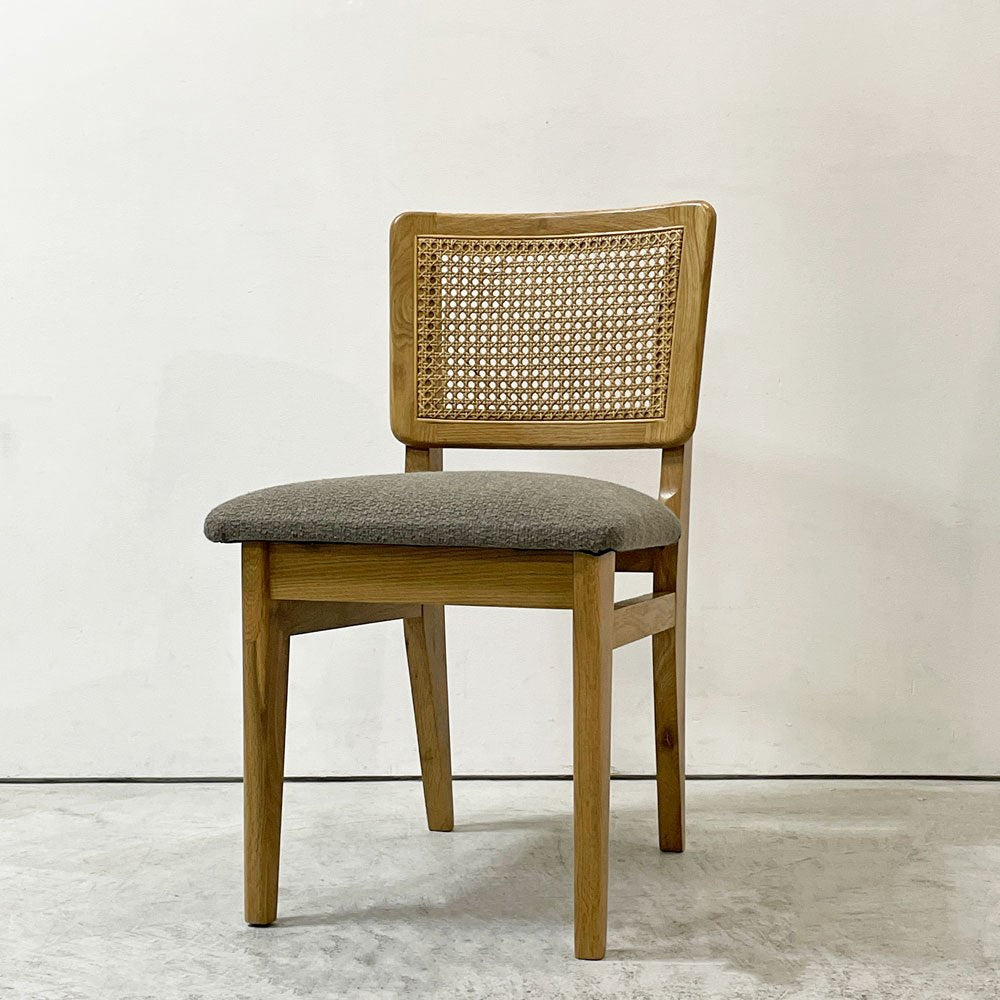 クラッシュゲート CRASHGATE ノットアンティークス Knot Antiques ピケ PIKE チェア オーク材 ファブリック座面 ラタン チャコールグレー ビンテージスタイル ●