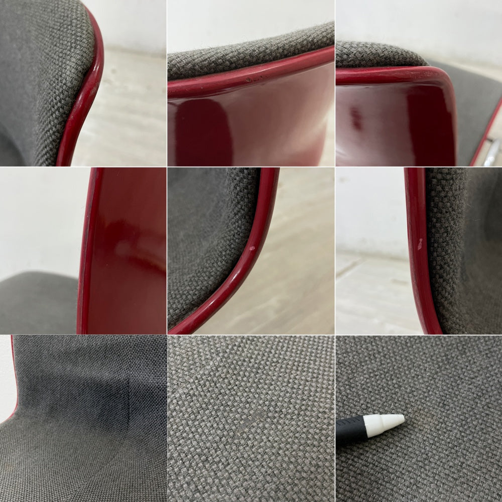 コトブキ KOTOBUKI 柳宗理 FRP サイドチェア 別注 レッドシェル オリジナルファブリック スタッキング ジャパニーズミッドセンチュリー ビンテージ LowタイプB ●