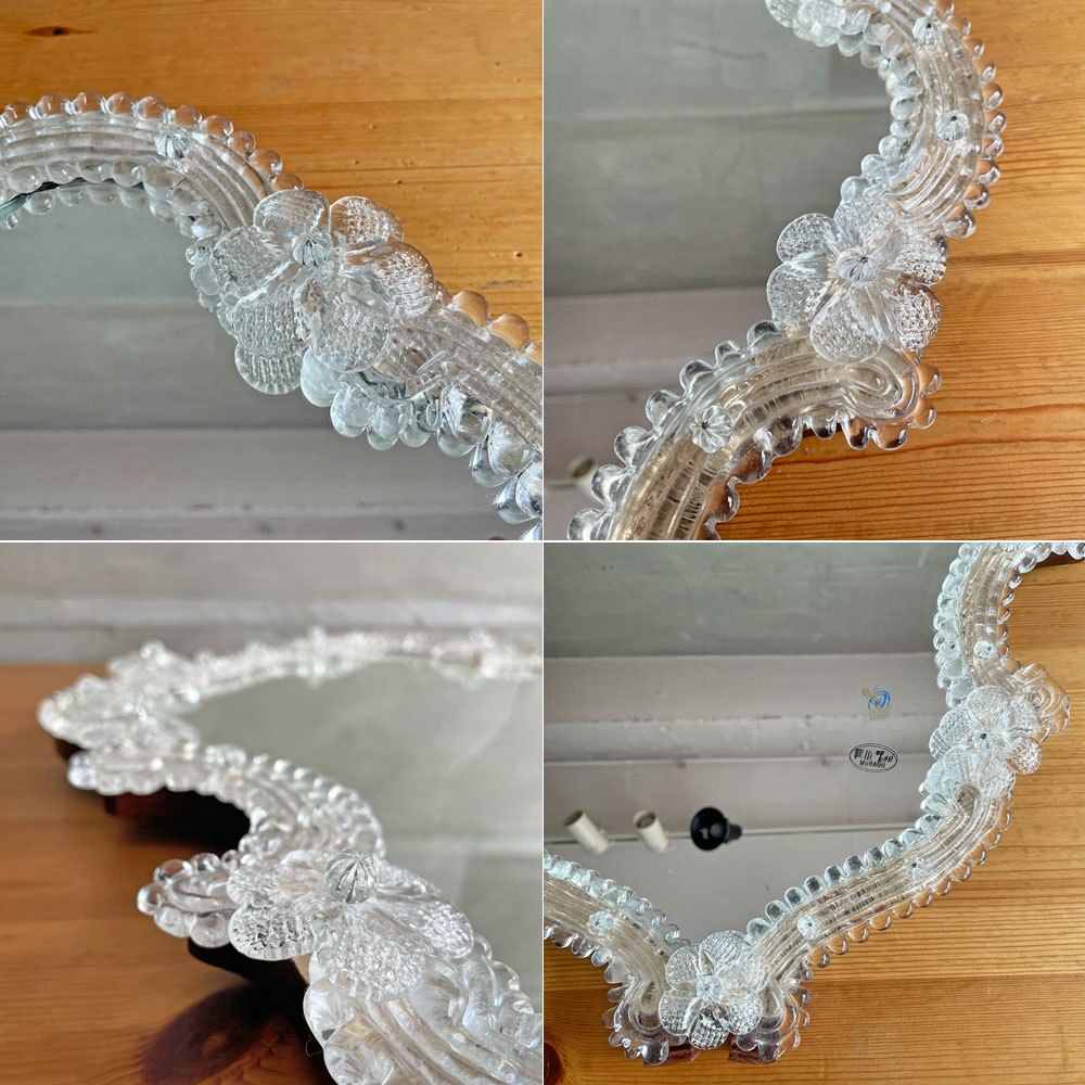 ムラーノ Murano フラテッリ・トソ Fratelli Toso ウォールミラー 壁掛け ベネチアンガラス グラス ハンドメイド イタリア 店舗什器 ♪